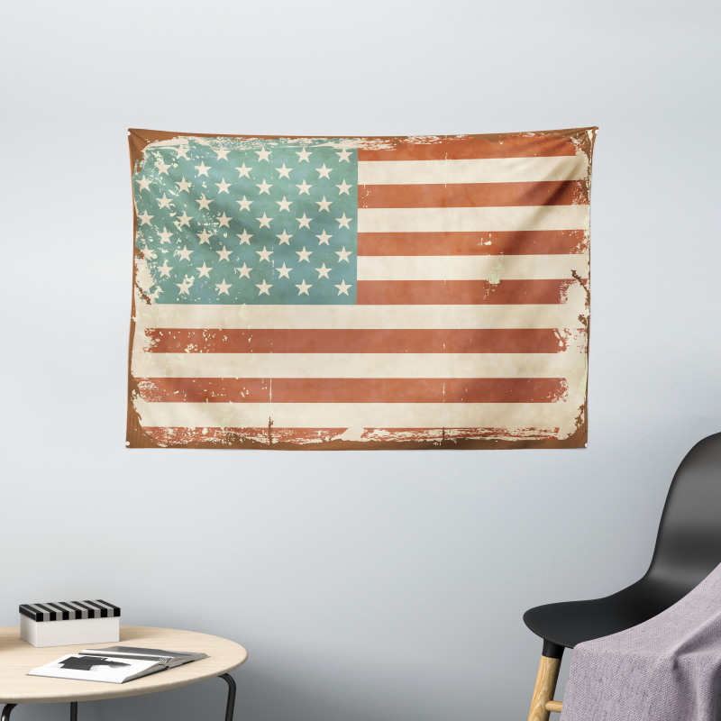 Grunge US Flag Wide Tapestry