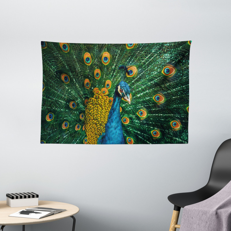 Portrait of the Peacock Wide Tapestry