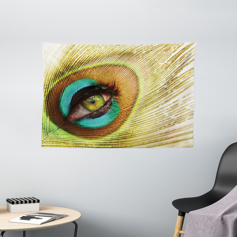 Peacock Feather Eye Wide Tapestry