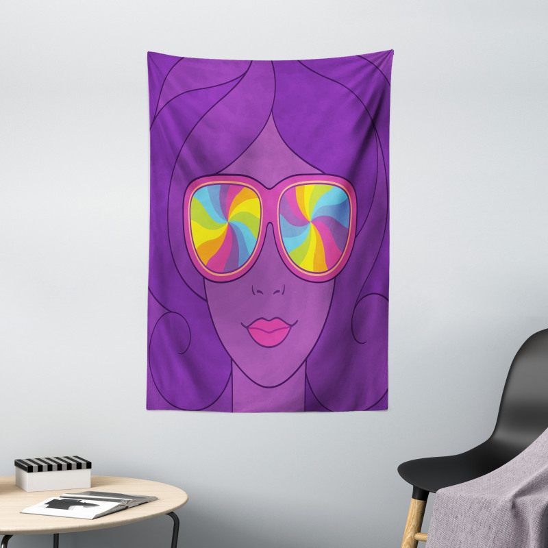 Girl with Rainbow Sunglasses Tapestry