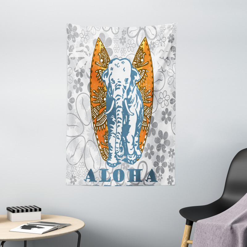Surfboard and Elephant Tapestry