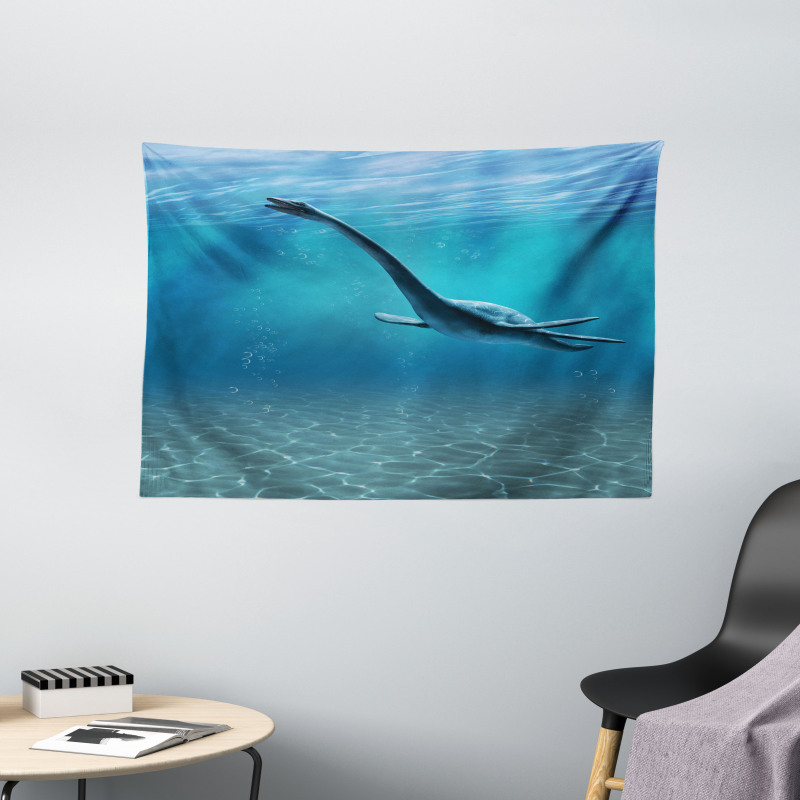 Aquatic Dinosaur Wide Tapestry