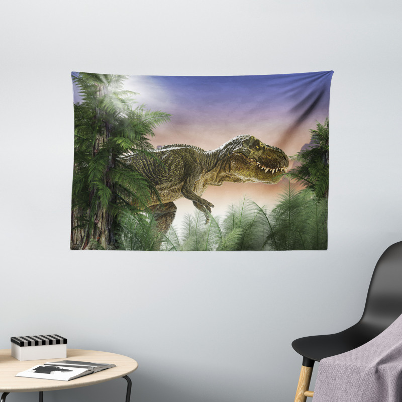 Dinosaur in the Jungle Wide Tapestry