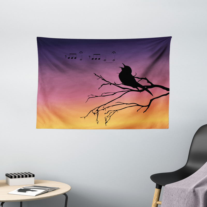 Gradient Sunrise Bird Wide Tapestry