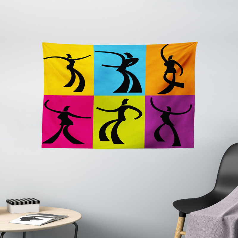 Dancers Colors Wide Tapestry