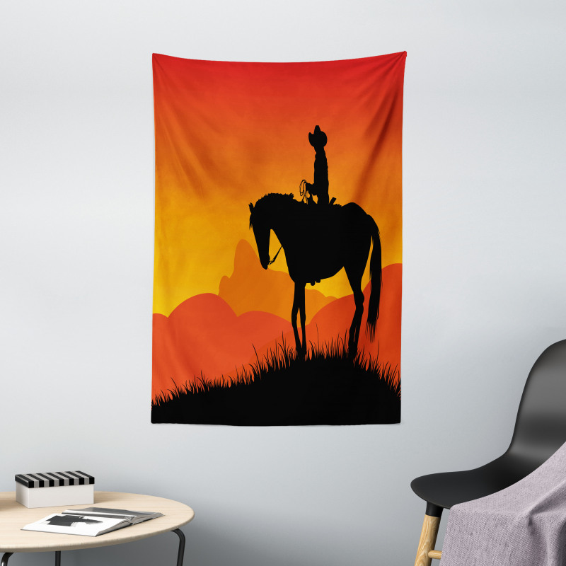 Lonely Cowboy Horseback Tapestry