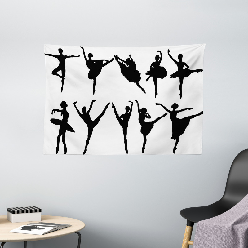 Monochrome Ballet Dancer Wide Tapestry