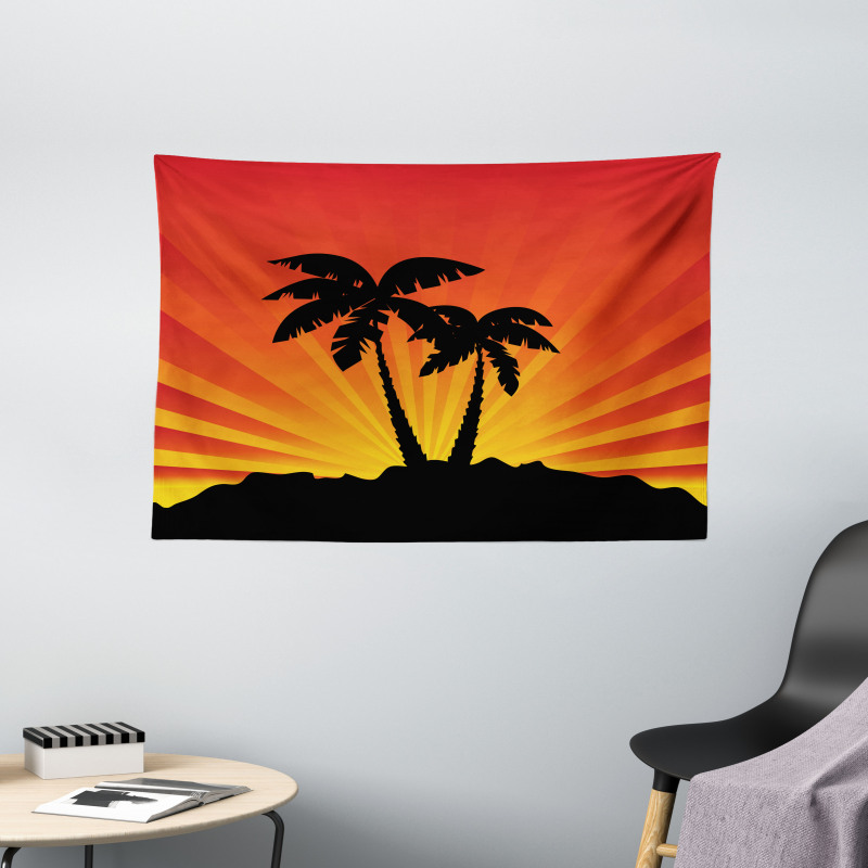 Sunrays Palm Trees Shade Wide Tapestry