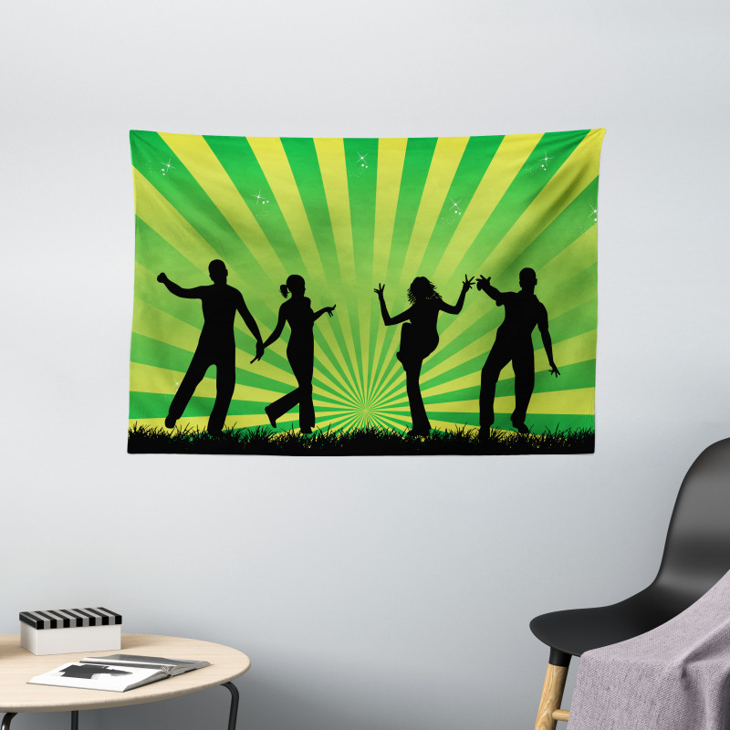 Dancing Youth Shade Art Wide Tapestry