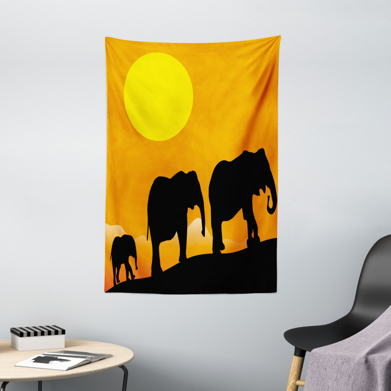 Baby Elephant and Family Tapestry