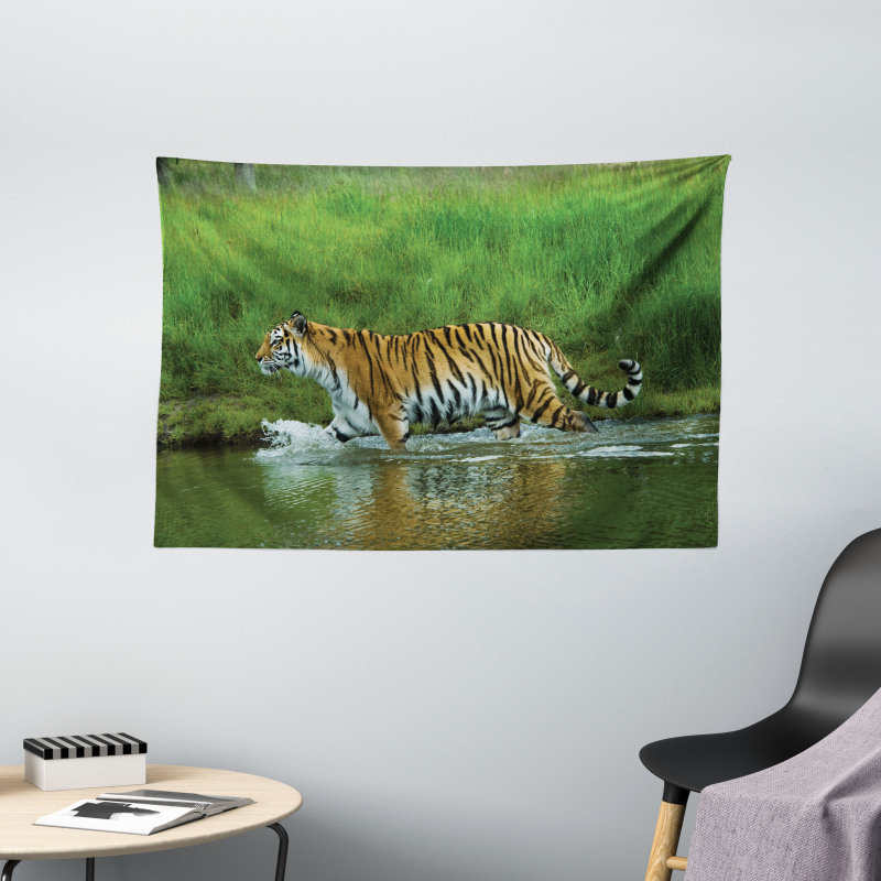 Siberian Tiger Panthera Wide Tapestry