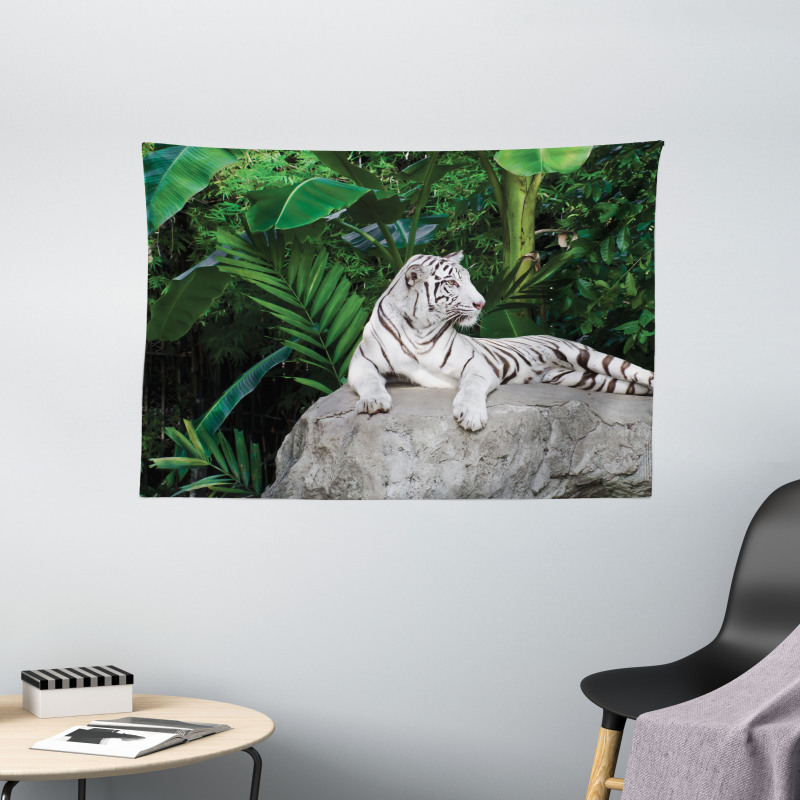 White Tiger in Jungle Wide Tapestry