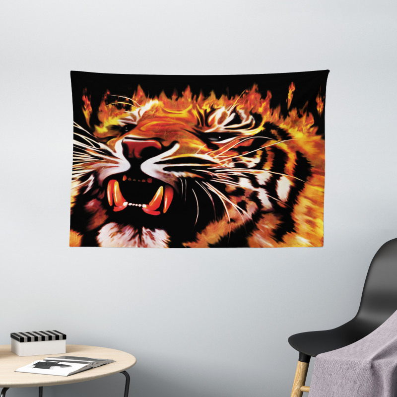 Hunter Forest King Tiger Wide Tapestry