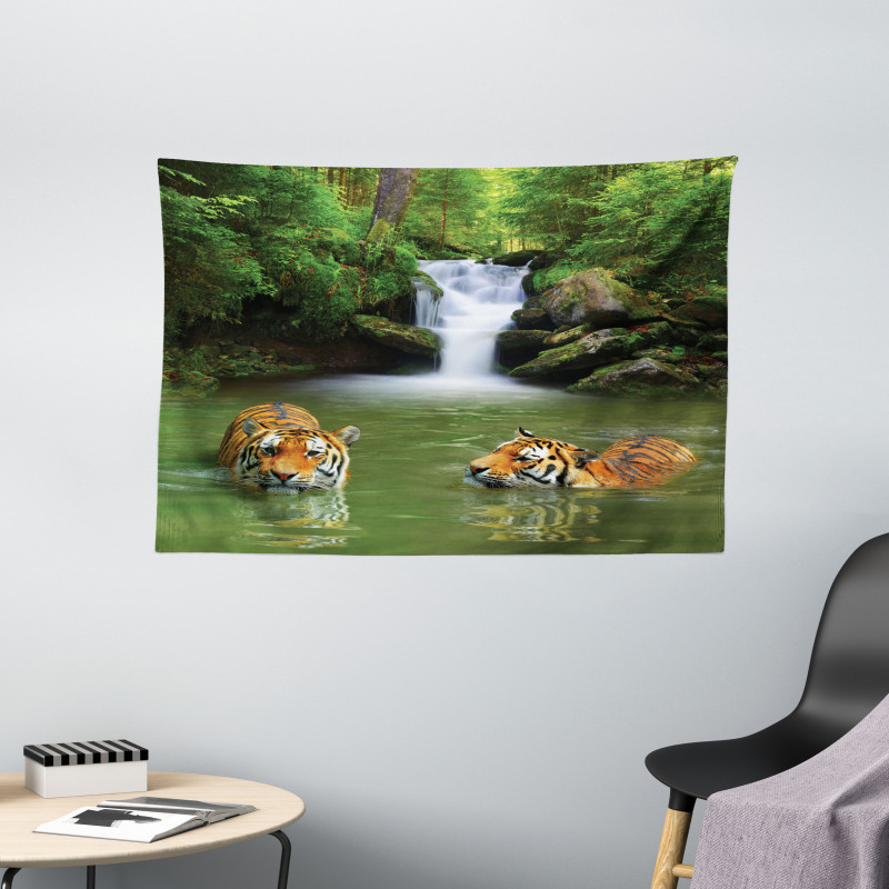 Siberian Tigers Wide Tapestry