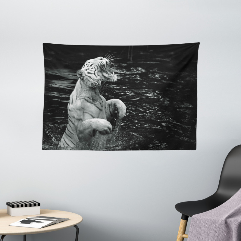 Exotic White Tiger Wide Tapestry