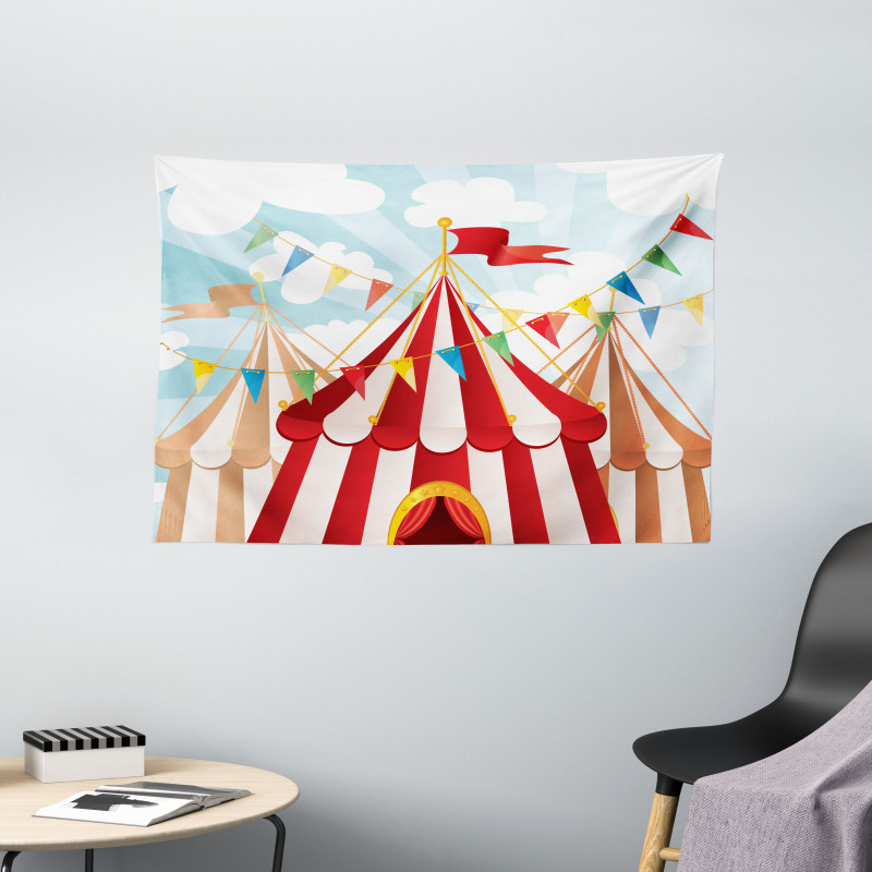 Circus Cloudy Sun Sky Wide Tapestry