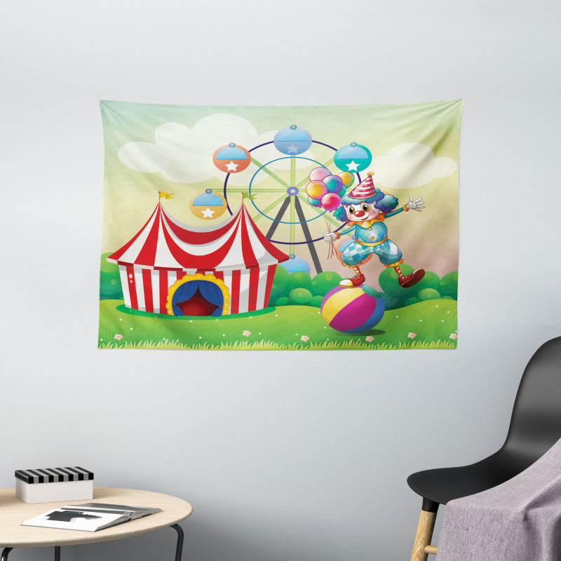 Clown Inflatable Ball Wide Tapestry