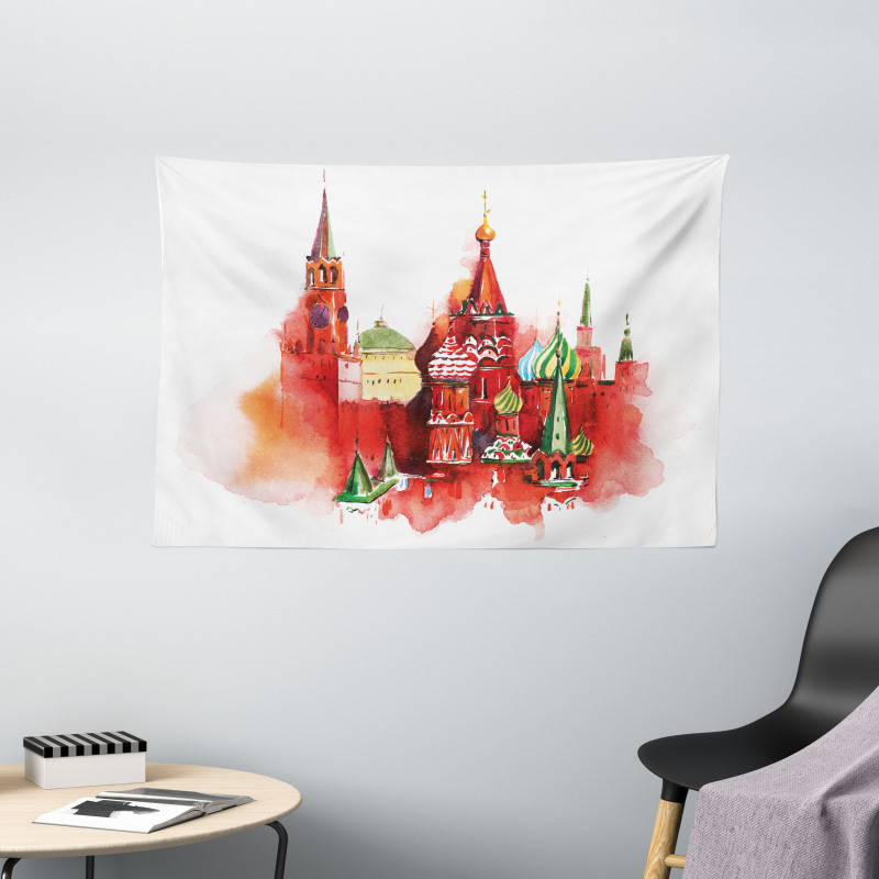 Red Square Saint Basil Art Wide Tapestry