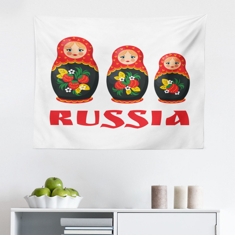 Kültürel Mikrofiber Geniş Duvar Halısı Matruşka Bebekler ile İngilizce Rusya Yazı