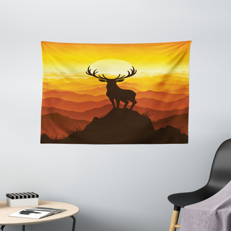Wildlife Sunset Hill Wide Tapestry