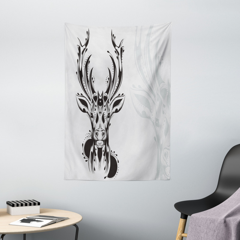 Tribal Deer Shadow Art Tapestry