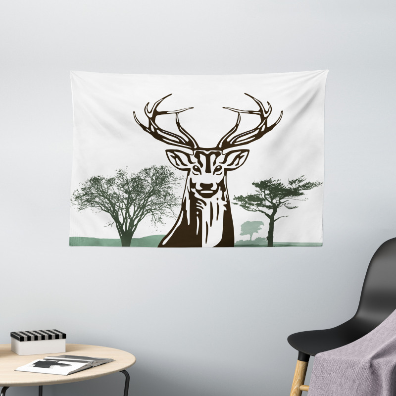 Village Mountain Fall Wide Tapestry