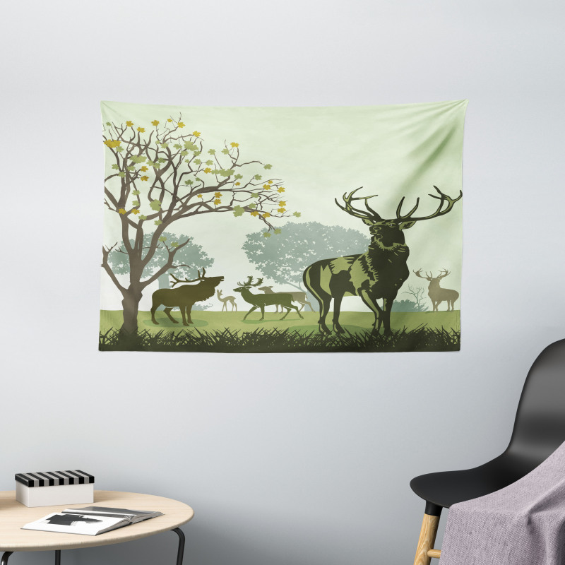 Deer and Nature Park Wide Tapestry