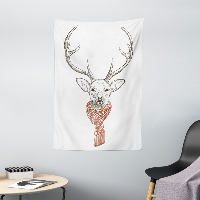 Deer with Scarf Winter Tapestry