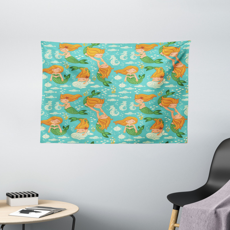Cartoon Character Sea Wide Tapestry
