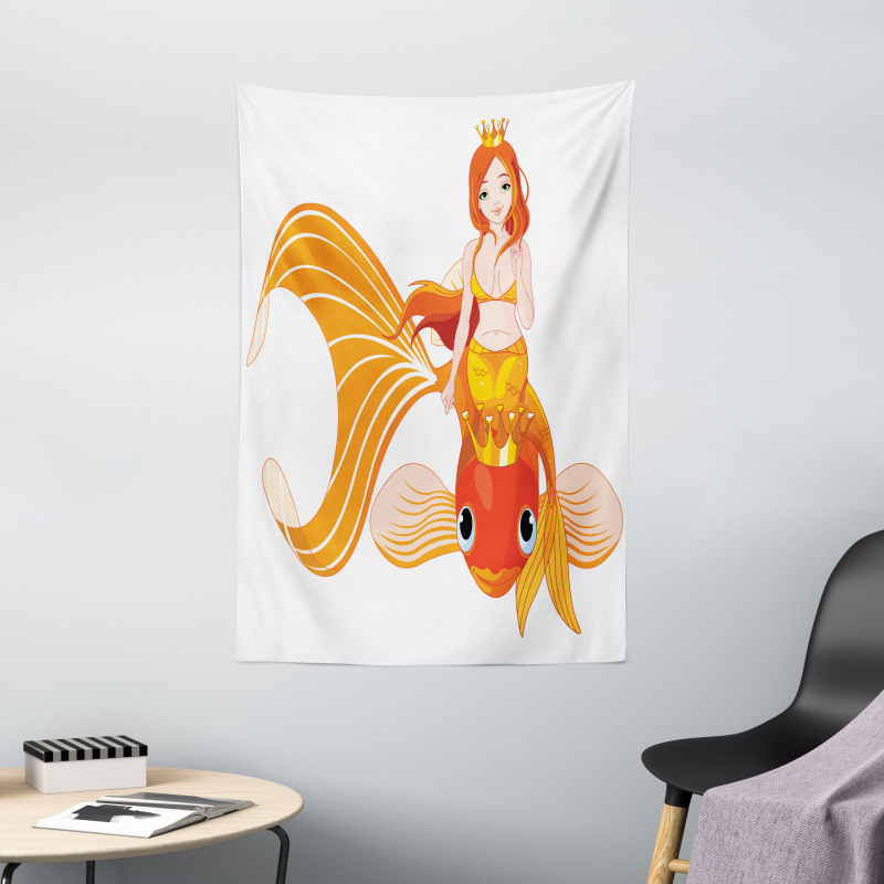 Princess on Goldfish Tapestry