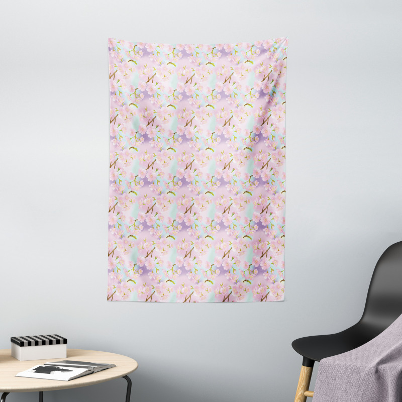 Dreamy Cherry Sakura Flowers Tapestry