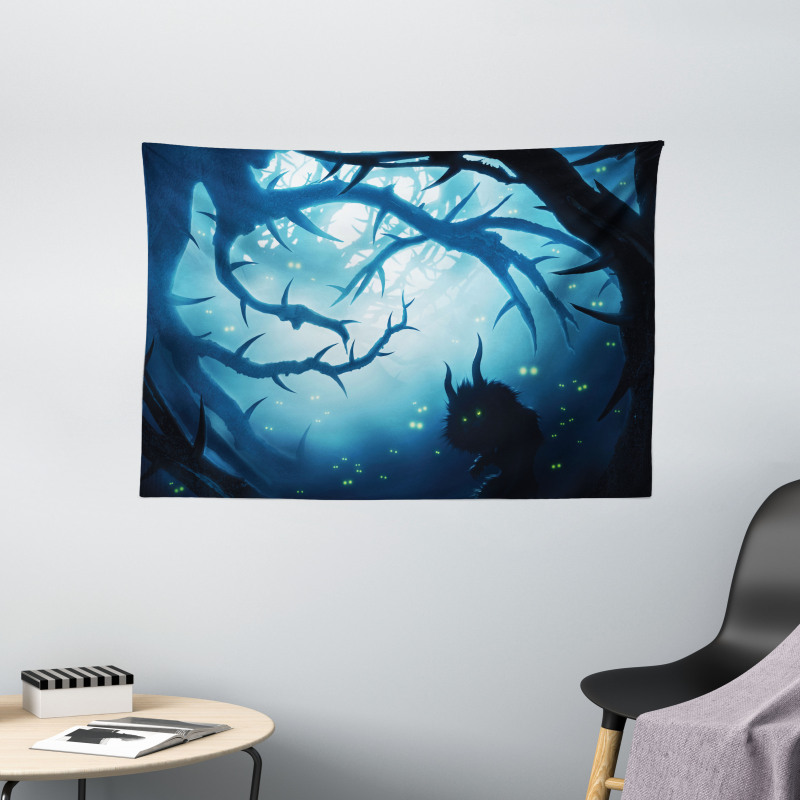 Night Forest Halloween Wide Tapestry