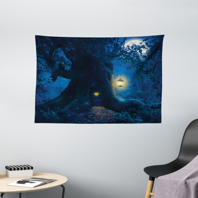 Tree in Woods Wide Tapestry