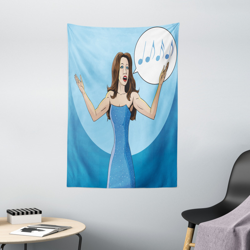 Comic Book Art Singing Woman Tapestry