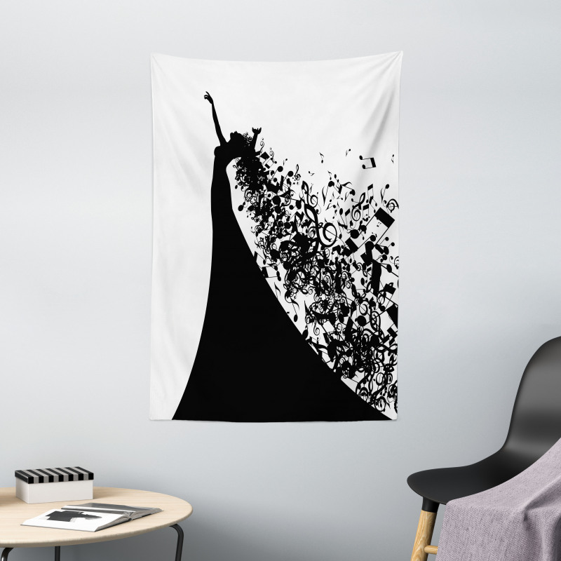 Black and White Singer Woman Tapestry