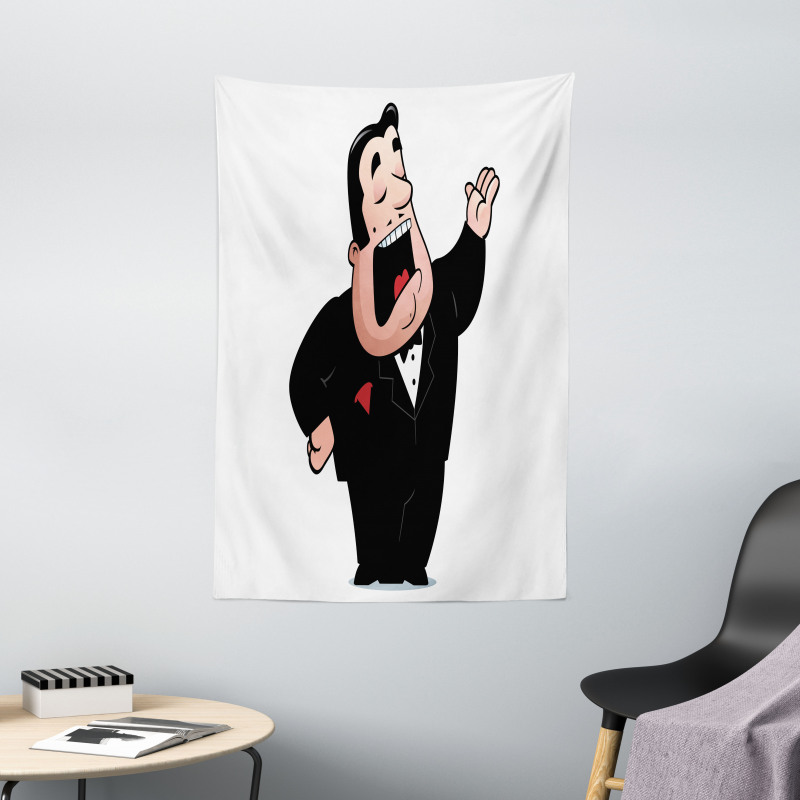 Cartoon Singer Man in Smokin Tapestry