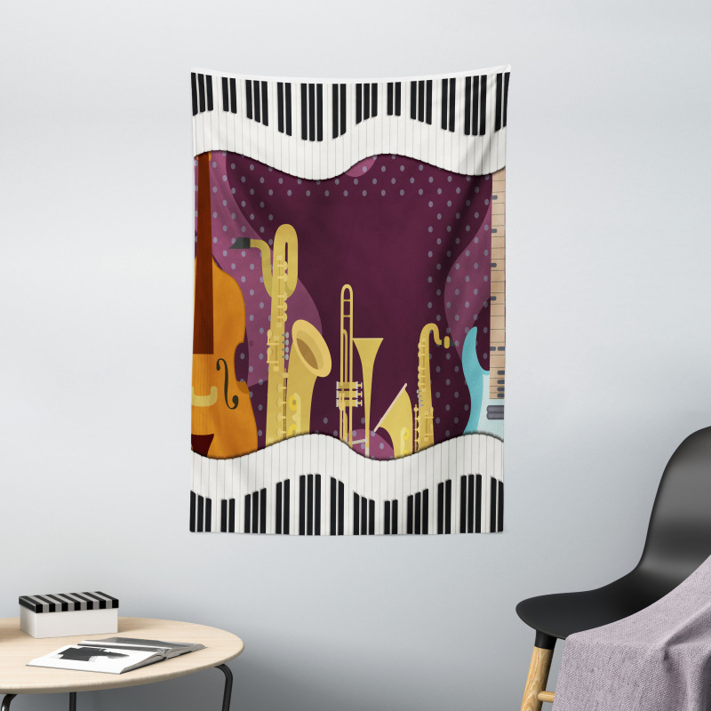 Cartoon Musical Instruments Tapestry