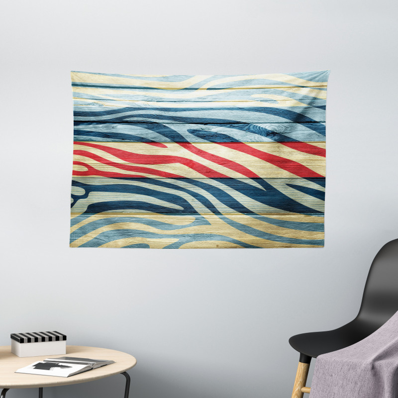 Country Zebra on Wood Wide Tapestry