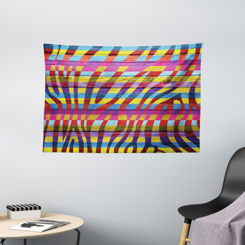 Vibrant Curvy Lines Wide Tapestry