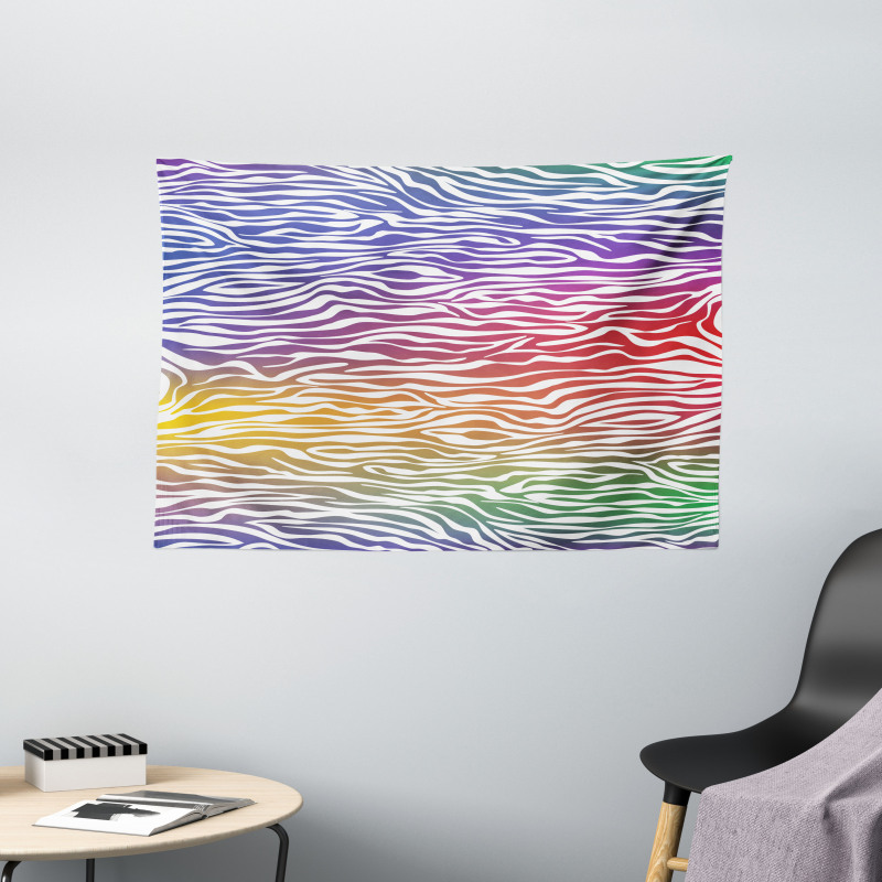 Abstract Zebra Skin Wide Tapestry