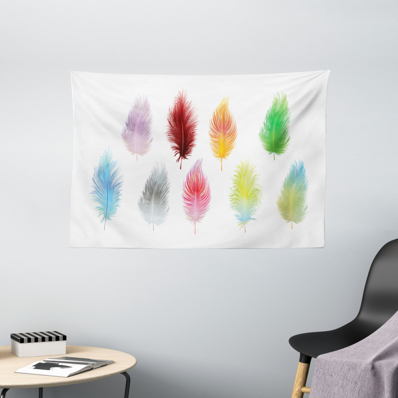 Bohemian Colorful Fluff Wide Tapestry