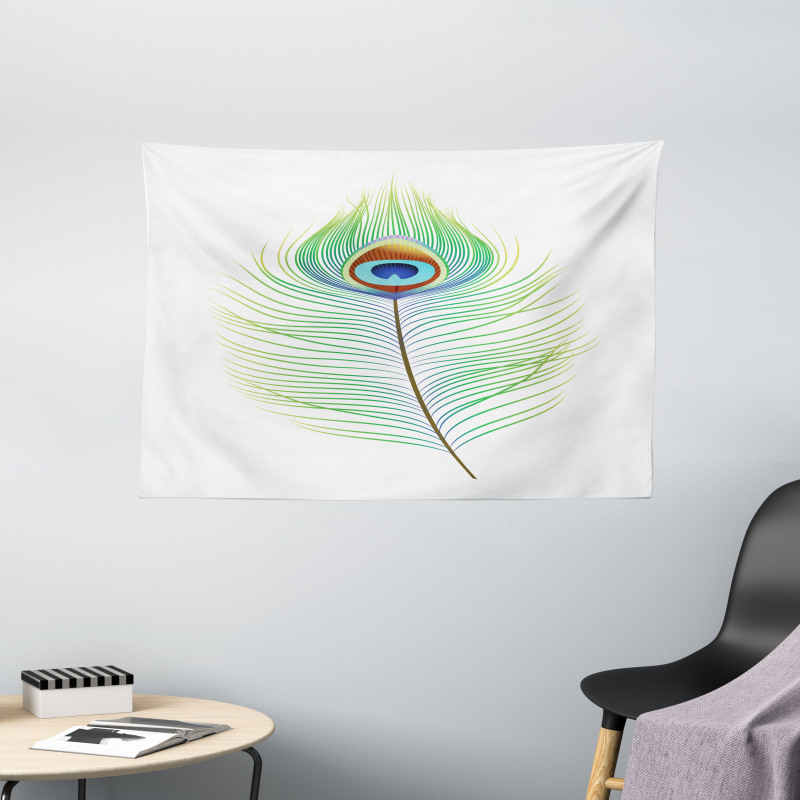 Single Retro Plume Peacock Wide Tapestry