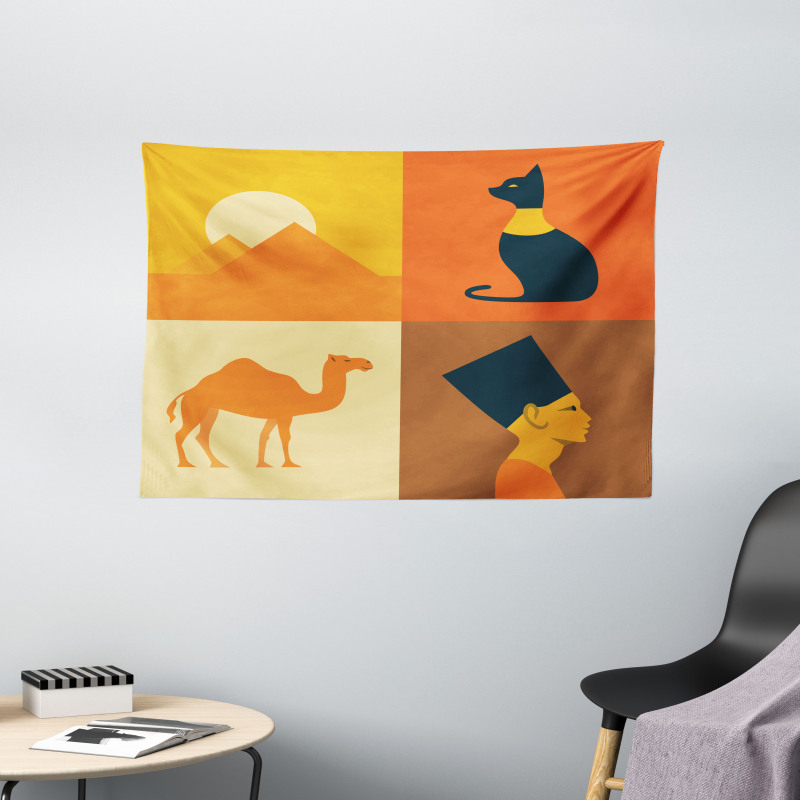 Camel Pyramids Wide Tapestry