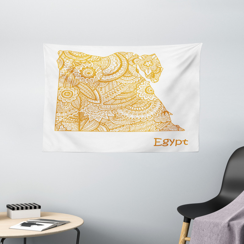 Egypt Map Flower Wide Tapestry