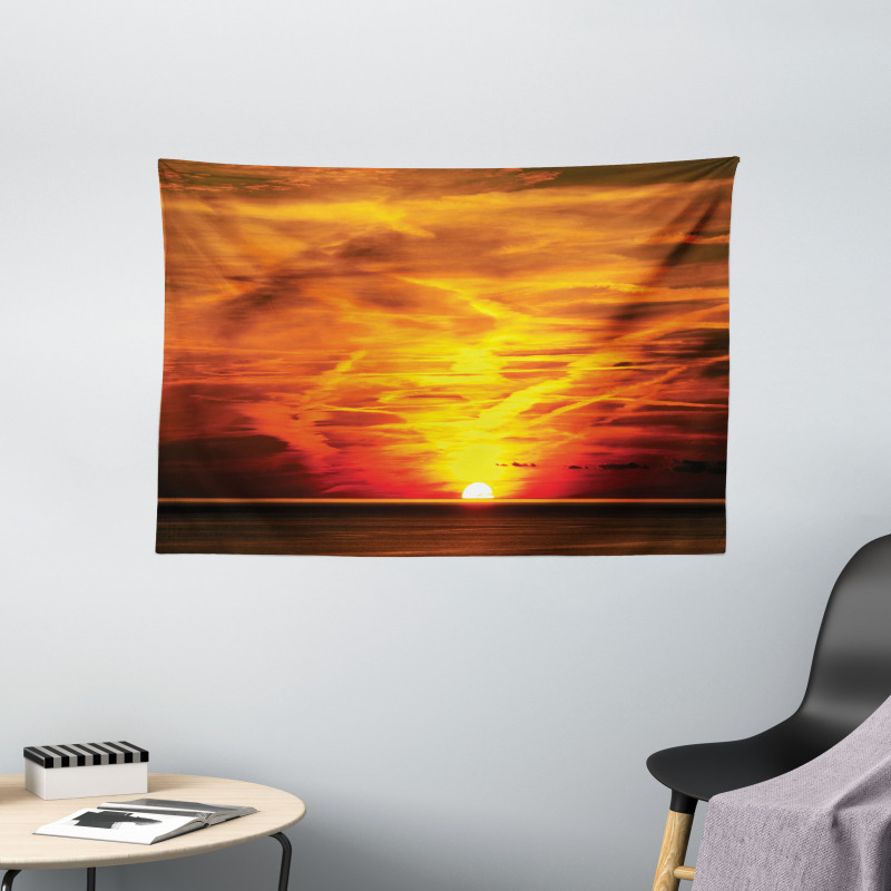 Sunset over Horizon Sea Wide Tapestry