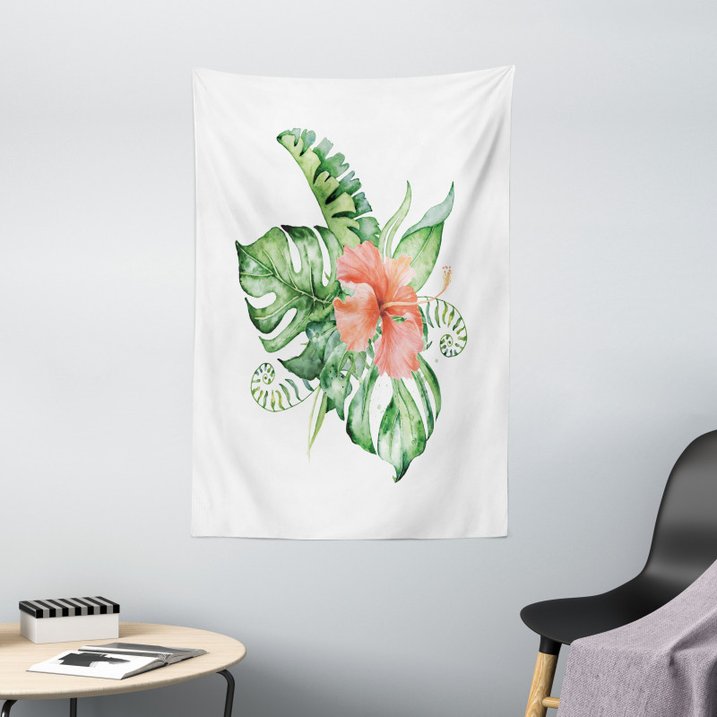 Exotic Flower Leafy Bouquet Tapestry