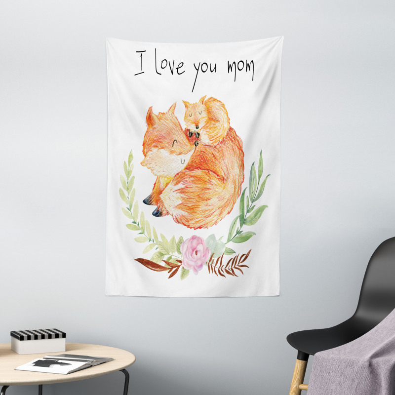 Mom Fox and the Baby Hugging Tapestry