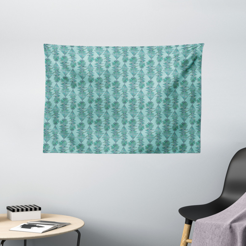 Vertical Strips with Leaves Wide Tapestry