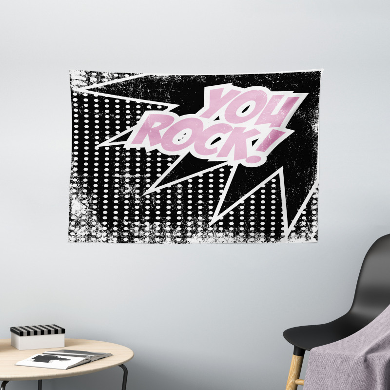 Halftone Style Text Bubble Wide Tapestry