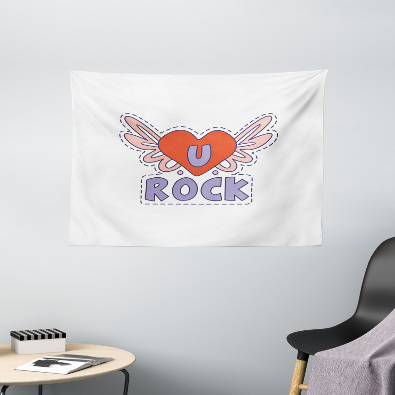 Winged Heart Motivation Wide Tapestry